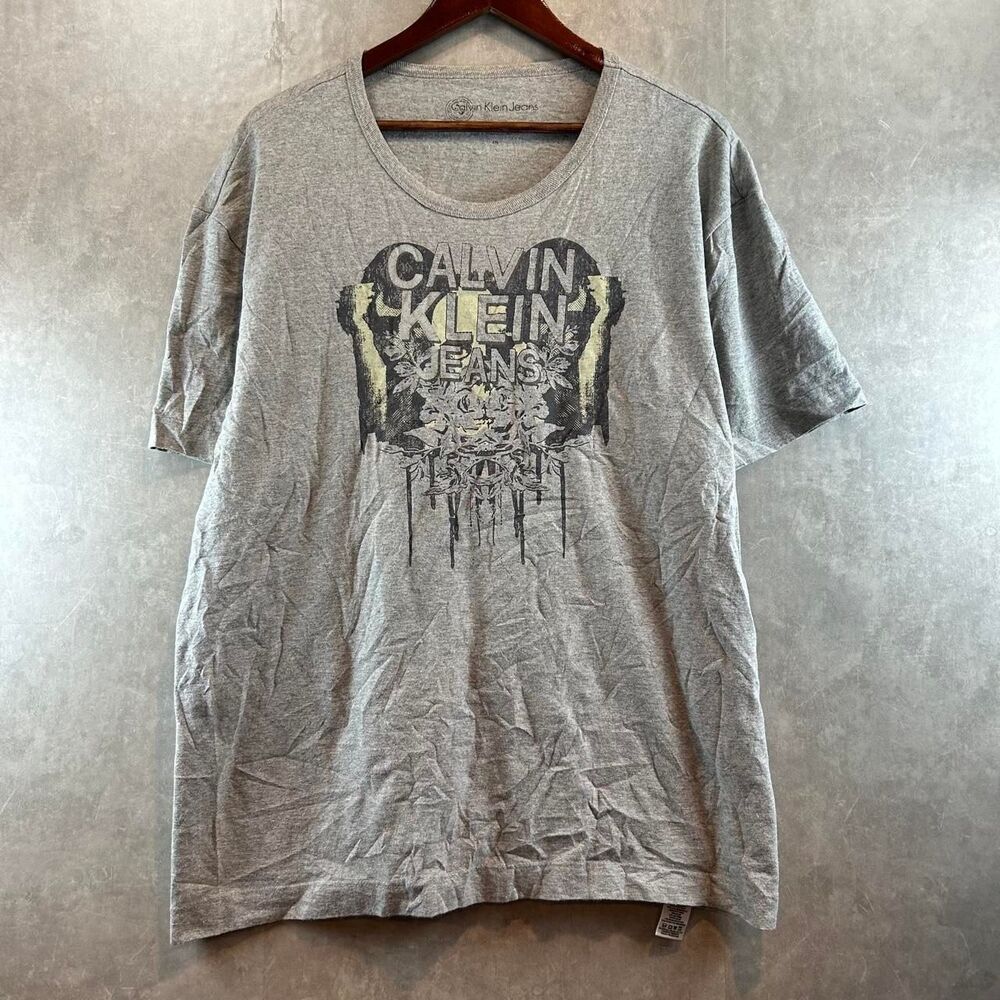 Calvin-klein-jeans Men's Grey and Brown T-shirt